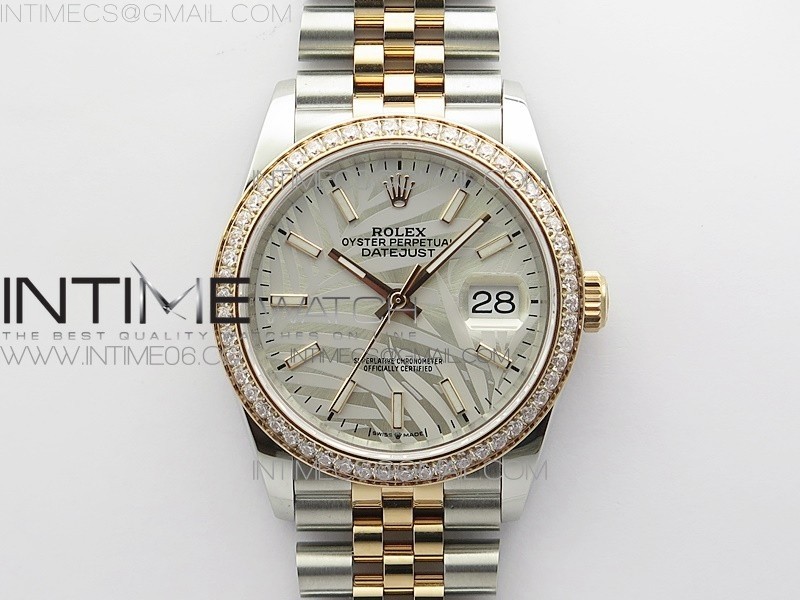 BP공장 롤렉스 데이저스트 36 로즈골드콤비 다이아몬드베젤 실버팜다이얼 쥬빌레브레이슬릿 DateJust 36 SS/RG 126281 BP 1:1 Best Edition Silver/Gray Dial on Jubilee Bracelet