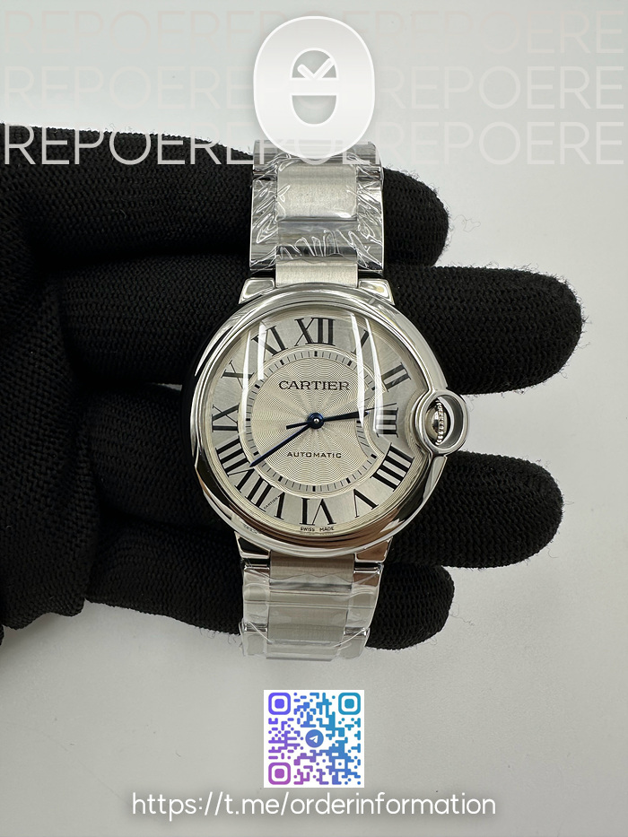 3K공장 까르띠에 발롱블루 36 오토메틱 스틸 화이트다이얼 브레이슬릿 Ballon Bleu 36mm SS 3KF 1:1 Best Edition White Dial on SS Bracelet A076