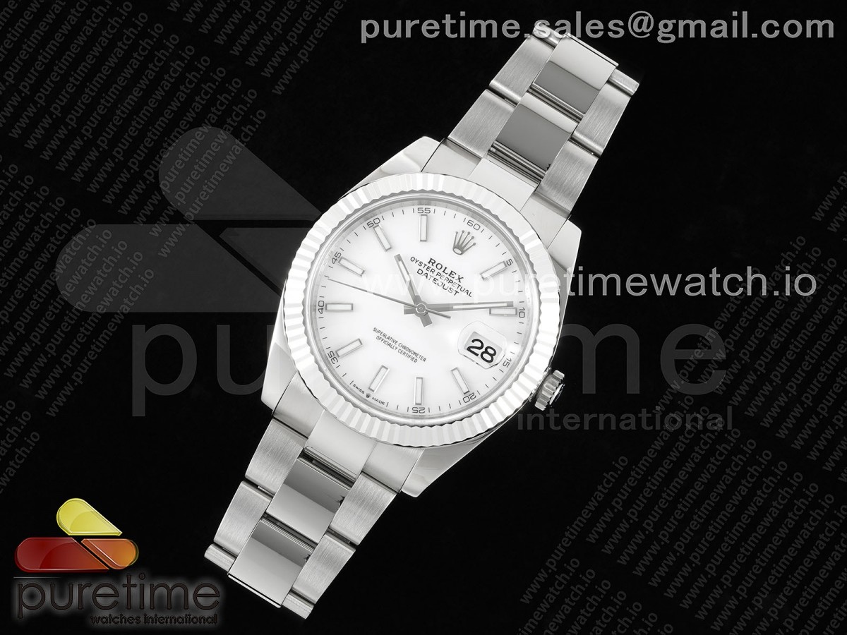 WF공장 롤렉스 데이저스트 41 스틸 화이트다이얼 플루티드베젤 오이스터브레이슬릿 DateJust 41 126334 WF 1:1 Best Edition 904L Steel White Stick Dial on Oyster Bracelet VR3235