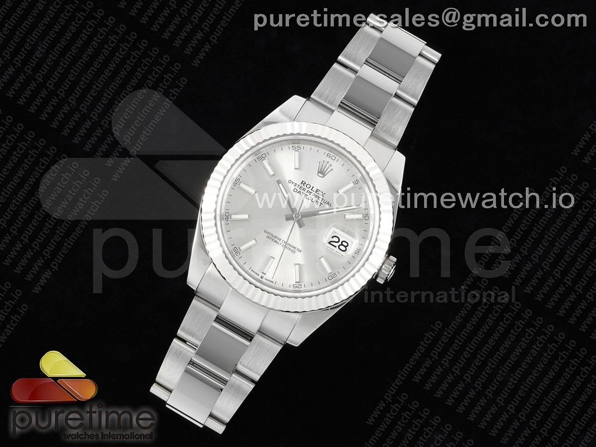 WF공장 롤렉스 데이저스트 41 스틸 실버다이얼 플루티드베젤 오이스터브레이슬릿 DateJust 41 126334 WF 1:1 Best Edition 904L Steel Silver Stick Dial on Oyster Bracelet VR3235