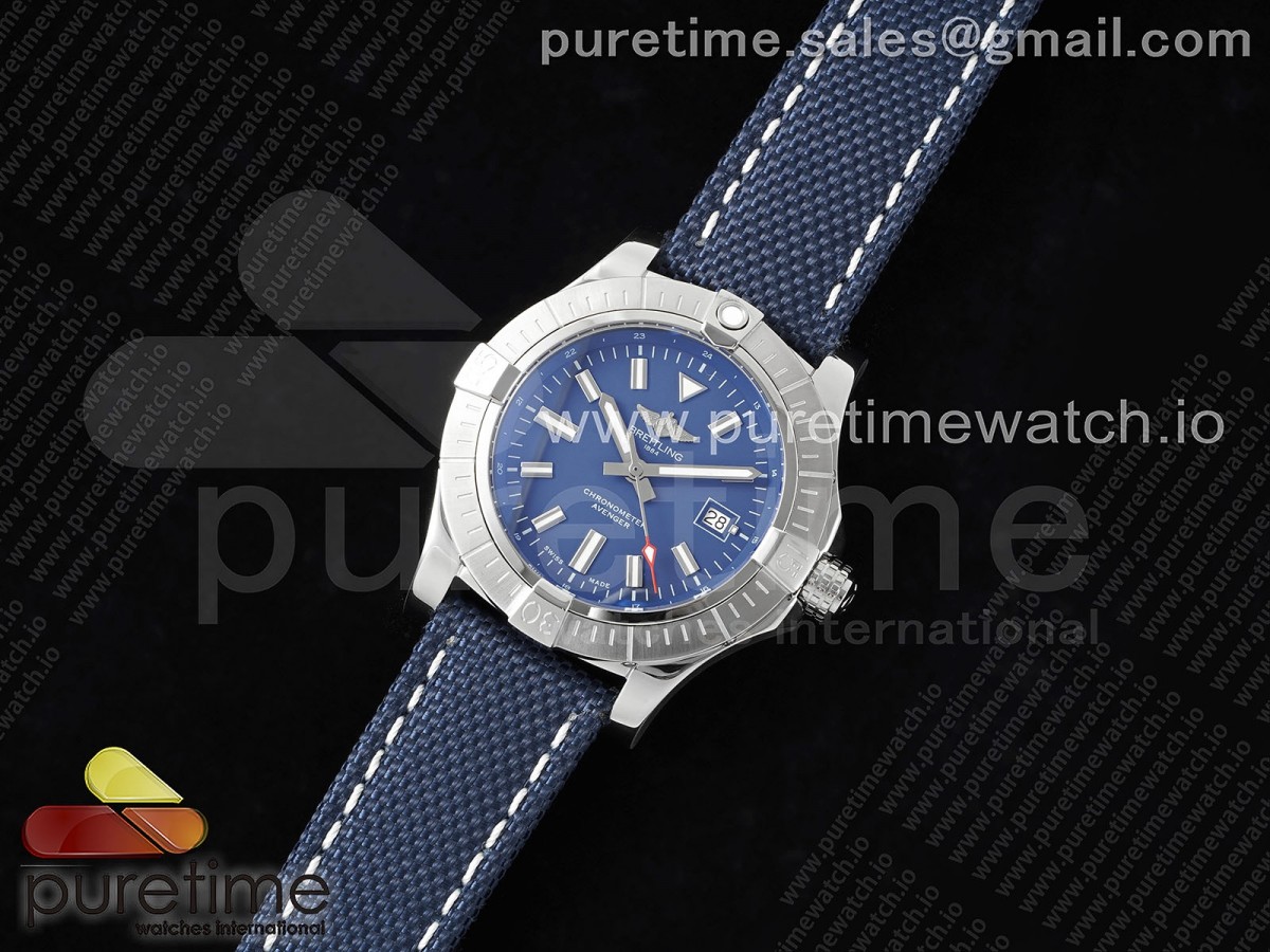 TF공장 브라이틀링 어벤져 43 스틸 블루다이얼 나일론스트랩 Avenger Automatic 43mm SS TF 1:1 Best Edition Blue Dial on Blue Nylon Strap A2824