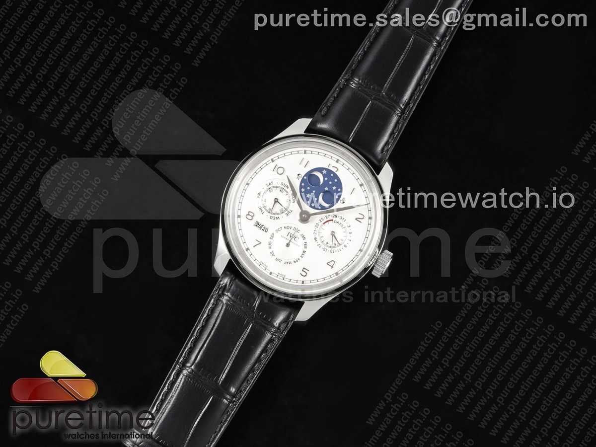 QF공장 IWC 포르투기저 퍼페츄얼캘린더 5034 스틸 화이트다이얼 가죽스트랩 Portugieser Perpetual Calendar SS 5034 QF Best Edition White Dial on Black Leather Strap A52610