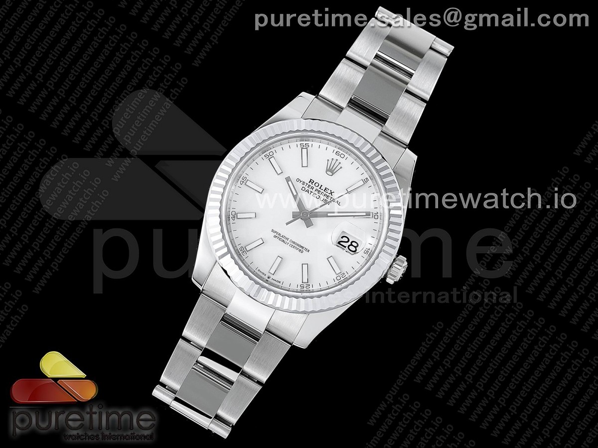 VS공장 롤렉스 데이저스트 41 스틸 화이트다이얼 플루티드베젤 오이스터브레이슬릿 DateJust 41 126334 904L SS VSF 1:1 Best Edition White Dial on Oyster Bracelet VS3235