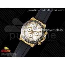 QF공장 롤렉스 세라믹 데이토나 옐로우골드금통 화이트다이얼 러버스트랩 Daytona 116518 QF 1:1 Best Edition White Dial on Oysterflex Rubber Strap SA4130