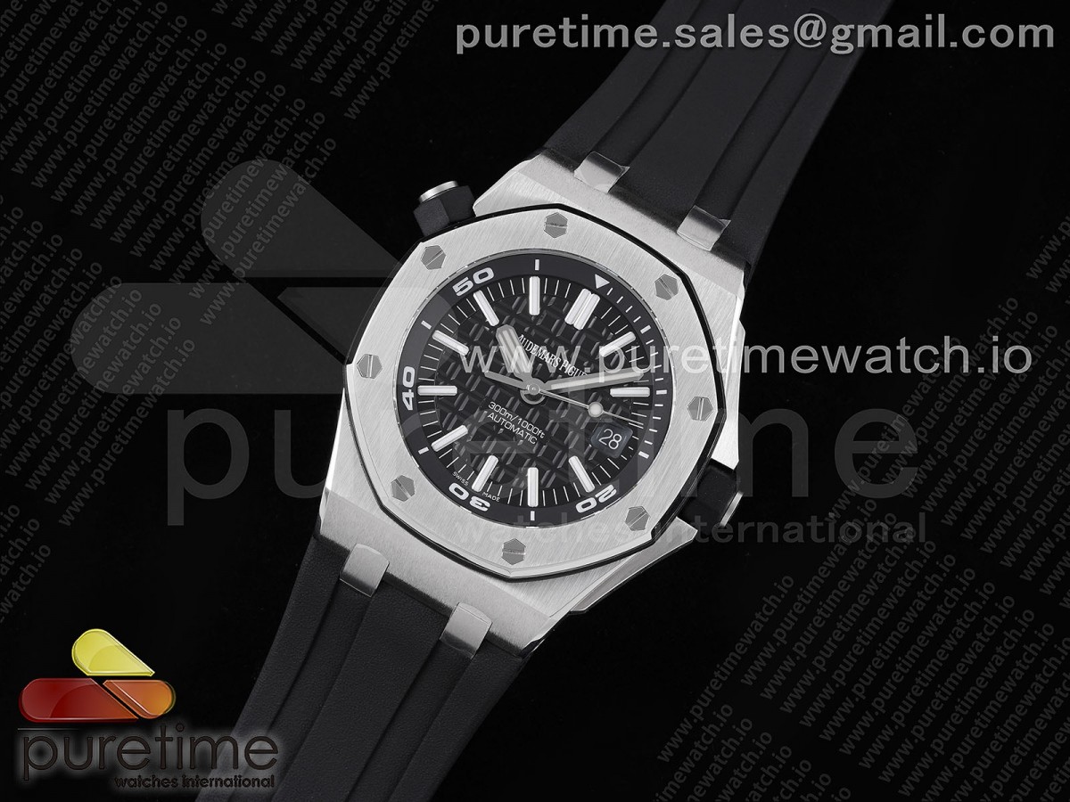 APS공장 오데마피게 로얄오크오프쇼어 다이버 15710 스틸 블랙다이얼 러버스트랩 Royal Oak Offshore Diver 15710 APSF 1:1 Best Edition Black Dial on Black Rubber Strap V2 A3120 Super Clone