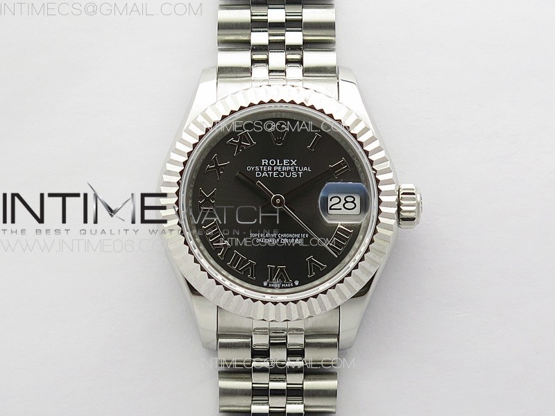 APS공장 롤렉스 레이디 데이저스트 28 스틸 그레이로만다이얼 플루티드베젤 쥬빌레브레이슬릿 Datejust 28mm 279179 SS APSF Best Edition Gray Dial Roman Markers on SS Jubilee Bracelet NH05