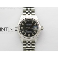 APS공장 롤렉스 레이디 데이저스트 28 스틸 그레이다이아몬드다이얼 플루티드베젤 쥬빌레브레이슬릿 Datejust 28mm 279179 SS APSF Best Edition Gray Dial Crystals Markers on SS Jubilee Bracelet NH05