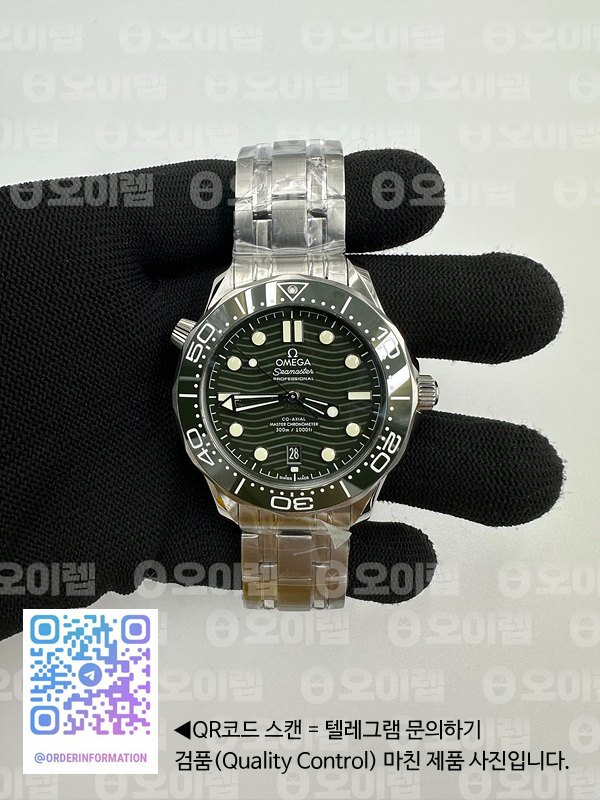 VS공장 오메가 씨마스터 다이버 300M 스틸 그린다이얼 브레이슬릿 Seamaster Diver 300M VSF 1:1 Best Edition Green Ceramic Green Dial on SS Bracelet A8800 V2