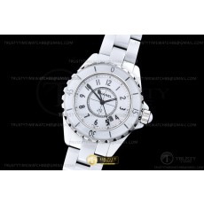 XF공장 샤넬 J12 화이트다이얼 33mm 여성용 J-12 Ladies 33mm CER/CER Wht/Num XF Sw Qtz