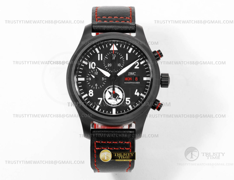 TW공장 IWC 파일럿 크로노그래프 탑해터스 블랙다이얼 블랙스트랩 Pilot Chrono Tophatters CER/RU Black TWF A7750