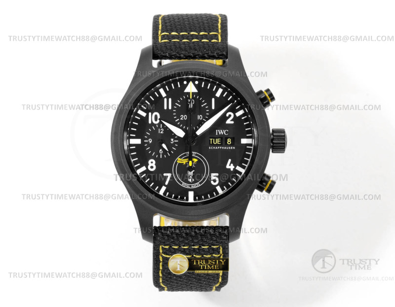 TW공장 IWC 파일럿 크로노그래프 로열메이스 블랙다이얼 나일론스트랩 Pilot Chrono Royal Maces CER/RU Black TWF A7750