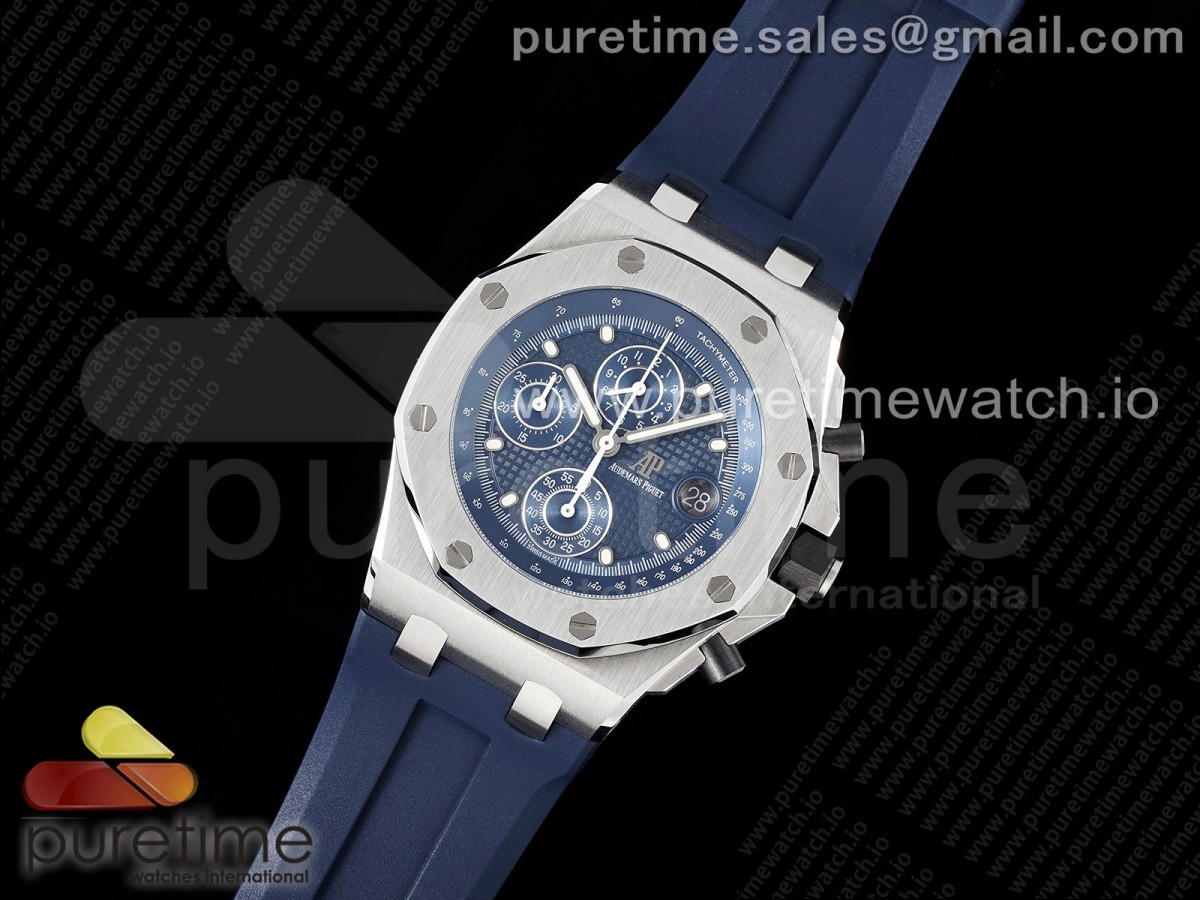 AP공장 오데마피게 로얄오크 오프쇼어 크로노그래프 42 블루다이얼 러버스트랩Royal Oak Offshore 42mm SS APF 1:1 Best Edition Deep Blue Dial on Deep Blue Rubber Strap A4404