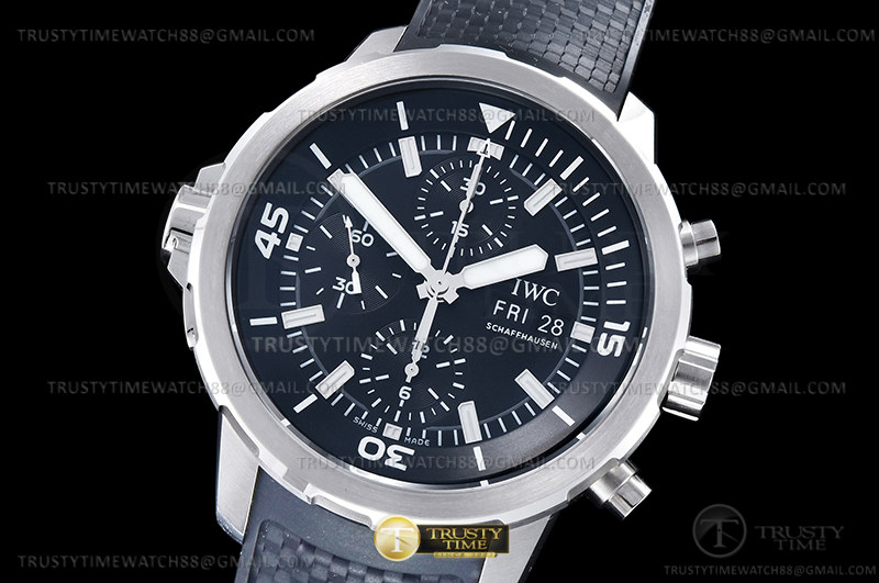 V6S공장 IWC 아쿠아타이머 크로노그래프 IW376803 블랙다이얼 블랙패턴러버스트랩 AquaTimer Chronograph IW376803 SS/RU Black V6S A7750