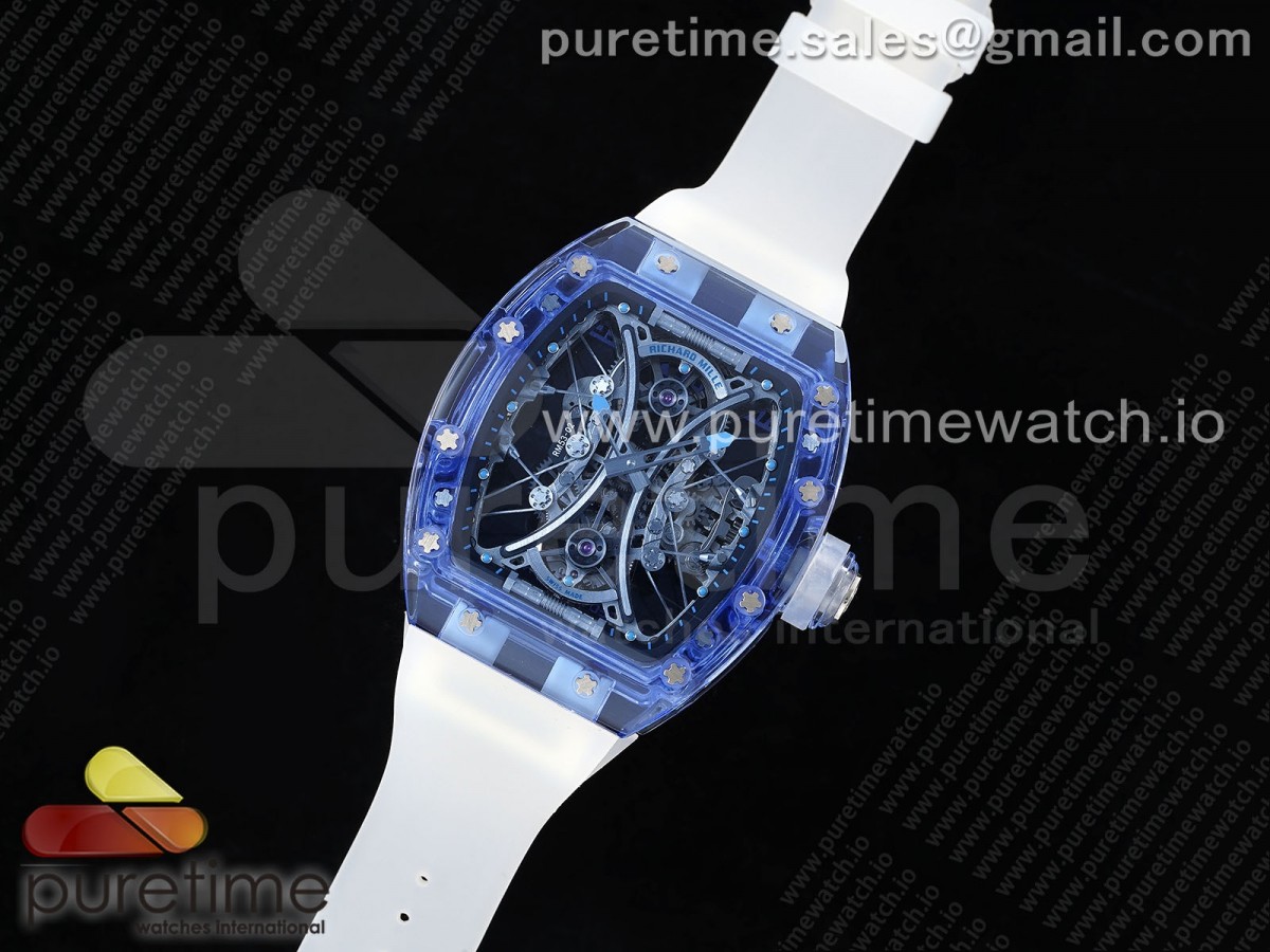 RM공장 리차드밀 RM53-02 투어빌론 블루글래스케이스 투명러버스트랩 RM53-02 Blue Transparent Tourbillon RMF Best Edition Skeleton Dial on Transparent Rubber Strap