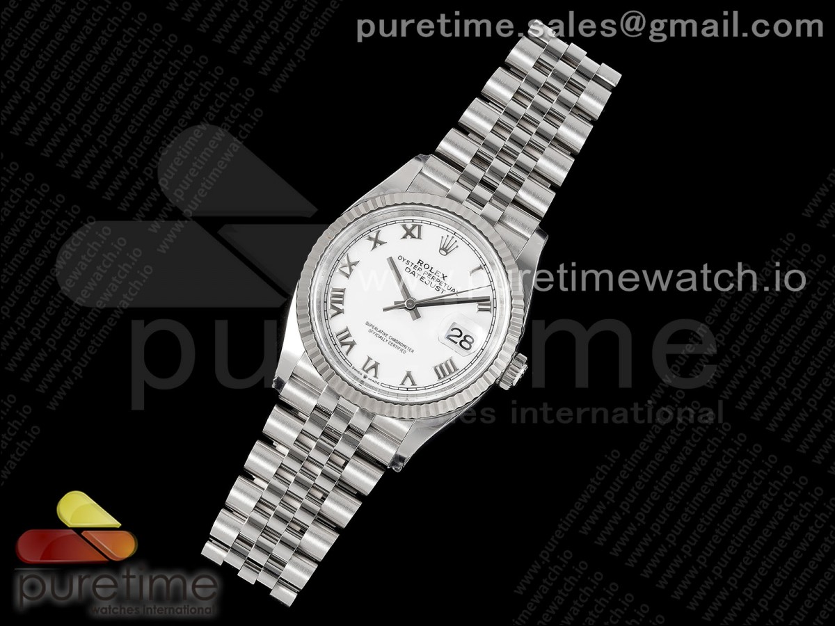 Clean공장 롤렉스 데이저스트 36 화이트다이얼 로만인덱스 플루티드베젤 쥬빌레브레이슬릿 DateJust 36 126234 Clean 1:1 Best Edition 904L Steel White Roman Dial on Jubilee Bracelet VR3235 클린공장