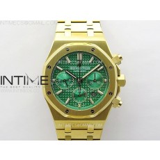 IP공장 오데마피게 로얄오크 크로노그래프 옐로우골드금통 그린다이얼 브레이슬릿 26331Royal Oak Chrono 26331ST YG IPF 1:1 Best Edition Green Dial Green subdial on SS Bracelet A7750