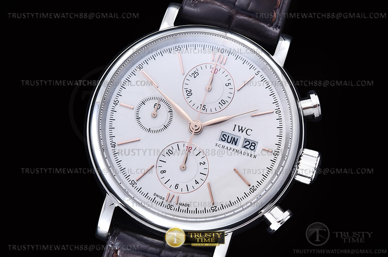 TW공장 IWC 포르토피노 크로노 스틸 화이트다이얼 골드마커 브라운가죽스트랩 Portofino Chrono IW3910 SS/LE Wht/RG Stk TWF A7750