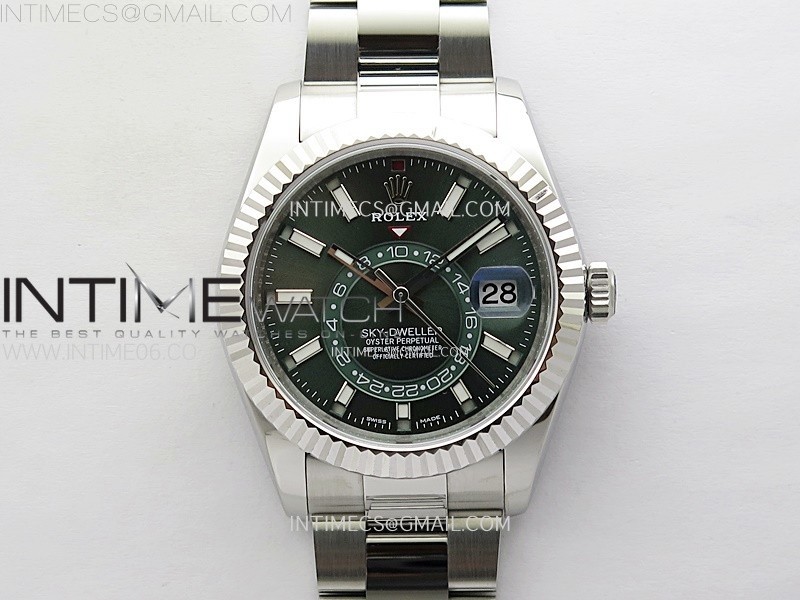 ZF공장 롤렉스 스카이드웰러 스틸 그린다이얼 브레이슬릿 Sky-Dweller 326934 904L SS ZF 1:1 Best Edition Green Dial on SS Bracelet Asian 2824