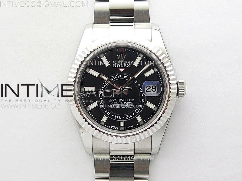 ZF공장 롤렉스 스카이드웰러 스틸 블랙다이얼 브레이슬릿  Sky-Dweller 326934 904L SS ZF 1:1 Best Edition Black Dial on SS Bracelet Asian 2824