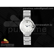 AF공장 까르띠에 발롱블루 28mm 화이트다이얼 다이아몬드인덱스 브레이슬릿 Ballon Bleu Ladies 28mm SS AF 1:1 Best Edition White Diamonds Dial Bezel on SS Bracelet Ronda Quartz