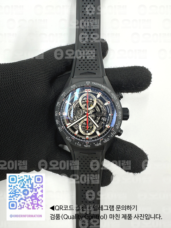 XF공장 태그호이어 카레라 칼리버호이어 크로노그래프 스켈레톤다이얼 블랙러버스트랩 Calibre Heuer 01 Chrono 43mm Ceramic XF 1:1 Best Edition Skeleton Dial Red Hand on Black Rubber Strap A1887