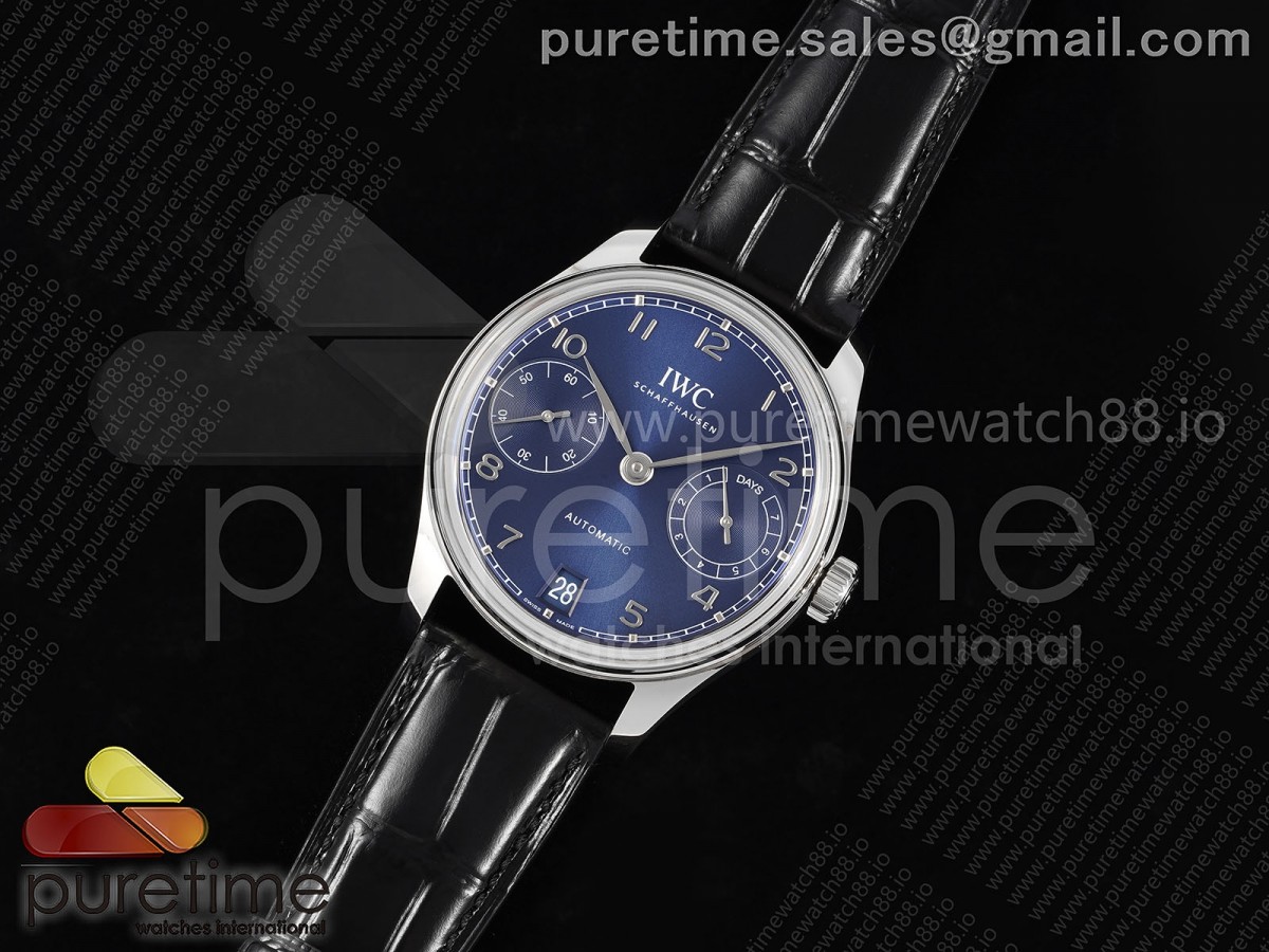 APS공장 IWC 포르투기저 오토메틱 스틸 블루다이얼 블랙가죽스트랩 Portugieser Automatic 42mm SS APSF 1:1 Best Edition Blue Dial on Black Leather Strap A52011