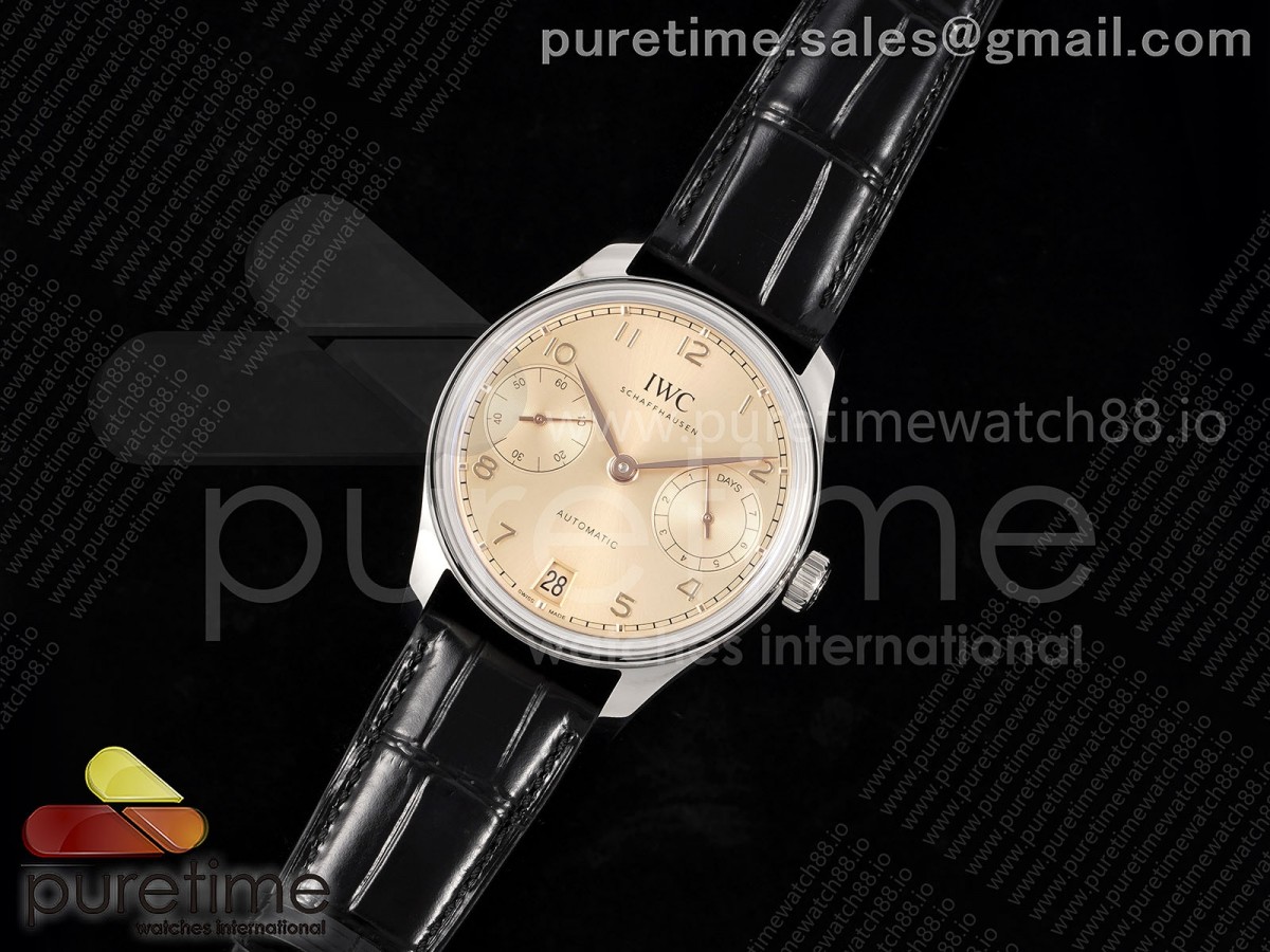 APS공장 IWC 포르투기저 오토메틱 스틸 로즈골드다이얼 블랙가죽스트랩 Portugieser Automatic 42mm SS APSF 1:1 Best Edition RG Dial on Black Leather Strap A52011