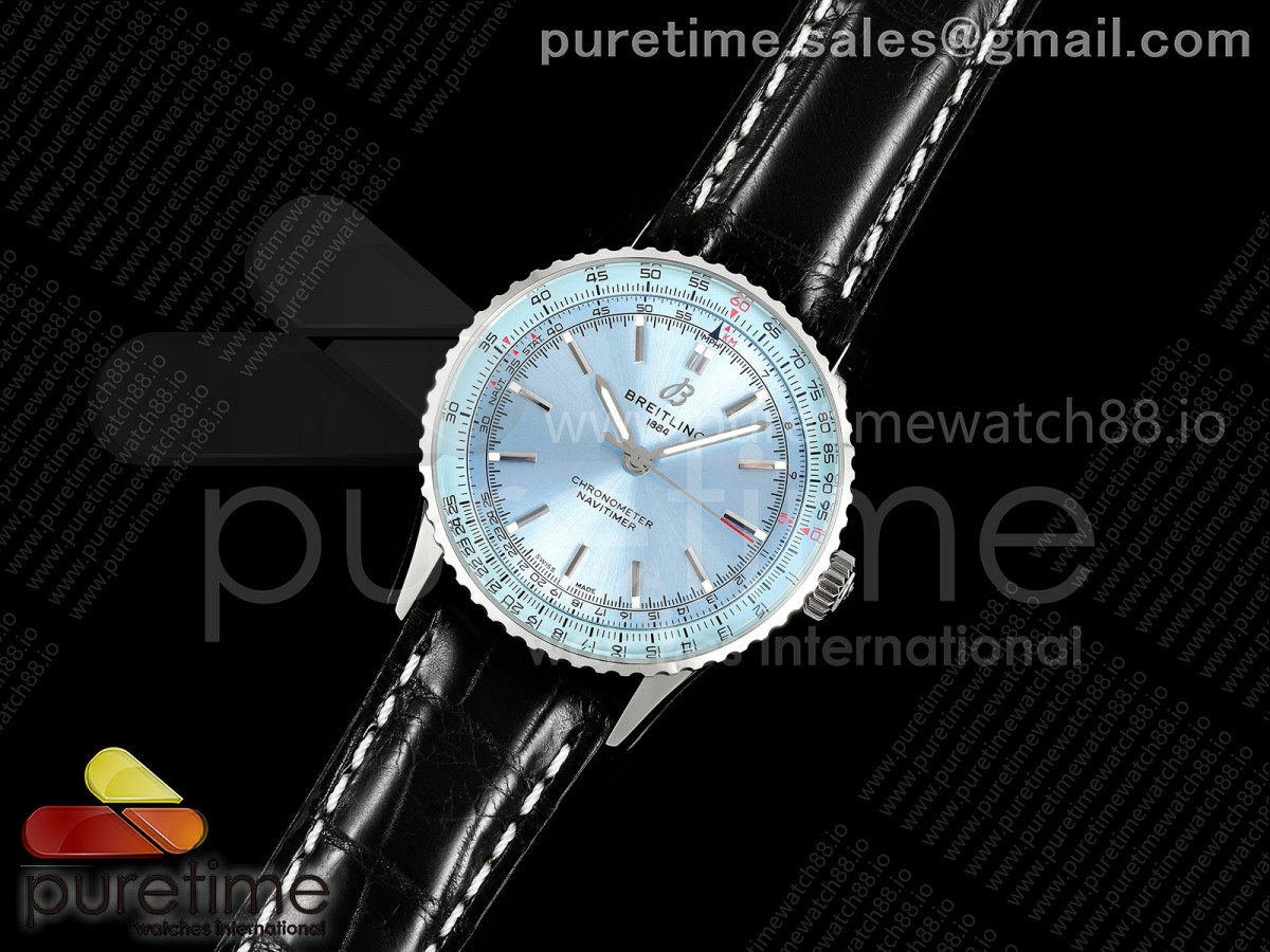 TF공장 브라이틀링 내비타이머 41 아이스블루다이얼 블랙가죽스트랩 Navitimer 41 SS TF 1:1 Best Edition Ice Blue Dial on Black Leather Strap A2824