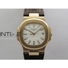 [26.01 UP] DD공장 파텍필립 노틸러스 5711 로즈골드금통 화이트다이얼 가죽스트랩 텅스텐 Nautilus 5711 Gain Weight DDF 1:1 Best Edition White Textured Dial On Brown Leather Strap Super Clone DD324