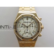 DD공장 오데마피게 로얄오크 크로노그래프 로즈골드금통 화이트다이얼 브레이슬릿 텅스텐 Royal Oak Chrono 26240 RG Gain Weight V2 DDF 1:1 Best Edition Silver Dial RG Bracelet Super Clone DD4401 (SW Dial)