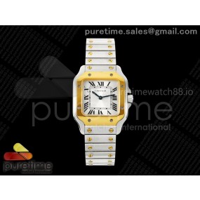 8848공장 까르띠에 산토스 스몰 옐로우골드콤비 화이트다이얼 브레이슬릿 Santos 27mm SS/YG 8848F 1:1 Best Edition Silver Dial on SS/YG Bracelet Quartz